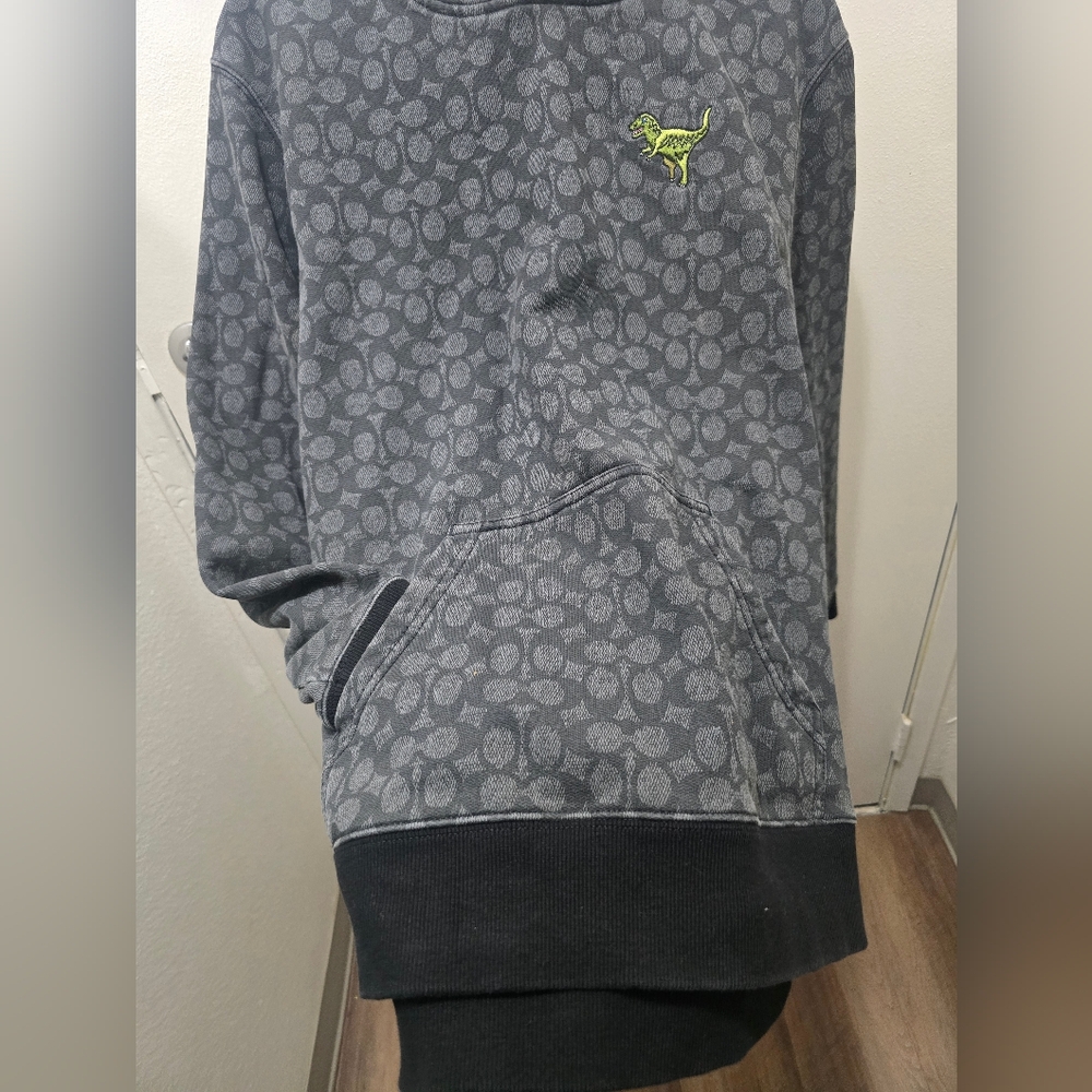Coach Signature Monogram Rexy Hoodie in Charcoal Gray - Picture 5 of 13